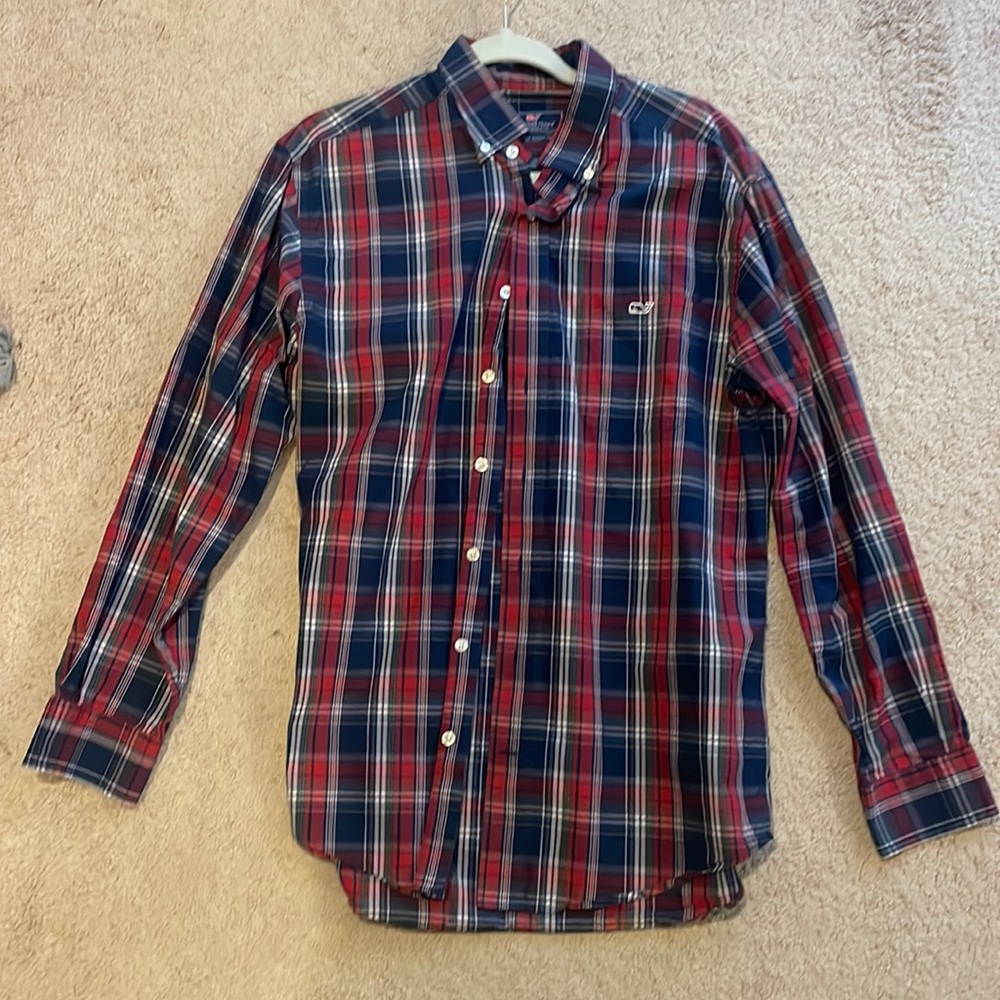 Vineyard Vines Red, White, and Blue Medium Long Sleeved Button Down Shirt